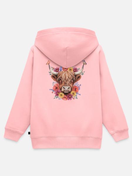Blumenkrone Kuh - Kinder Premium Organic Zip Hoodie - Rosa