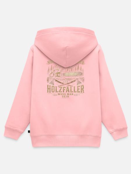 Holzfäller Motiv mit Kettensäge - Kinder Premium Organic Zip Hoodie - Rosa
