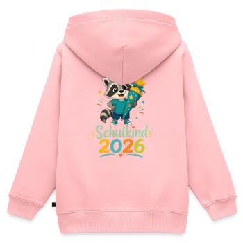Schulkind 2026 Raccoon Jubel - Kinder Premium Organic Zip Hoodie - Rosa - Hinten - AI Model Kid Female (0cm)