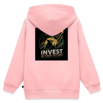 Aktien & Börse | Bullendesign - Kinder Premium Organic Zip Hoodie - Rosa - Hinten - AI Model Kid Female (0cm)