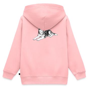 Verspielter Husky mit Kugel - Kinder Premium Organic Zip Hoodie - Rosa - Hinten - AI Model Kid Female (0cm)
