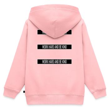 Work Hard And Be Kind Inspirierend Fleiß Güte Logo - Kinder Premium Organic Zip Hoodie - Rosa - Hinten - AI Model Kid Female (0cm)