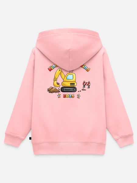 Kindergartenkind 2026 | Bagger Kinder - Kinder Premium Organic Zip Hoodie - Rosa