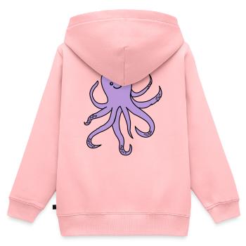 Charme de pieuvre violette - Sweat Premium à capuche zippé enfant bio - rose - Dos - AI Model Kid Female (0cm)
