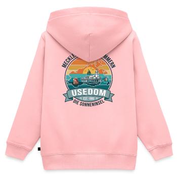 Usedom Inselidylle am Sonnenuntergang - Kinder Premium Organic Zip Hoodie - Rosa - Hinten - AI Model Kid Female (0cm)