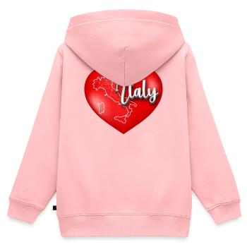 Cœur de l’Italie avec carte - Sweat Premium à capuche zippé enfant bio - rose - Dos - AI Model Kid Female (0cm)