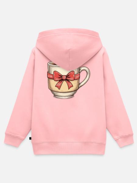 Kaffeebecher mit rotem Band - Kinder Premium Organic Zip Hoodie - Rosa