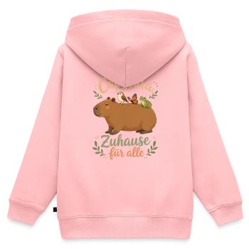 Capybara Zuhause für alle - Kinder Premium Organic Zip Hoodie - Rosa - Hinten - AI Model Kid Female (0cm)