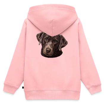 Tête de labrador dans un ton brun chaud - Sweat Premium à capuche zippé enfant bio - rose - Dos - AI Model Kid Female (0cm)