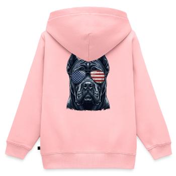 Cane Corso USA Lunettes de soleil patriotiques - Sweat Premium à capuche zippé enfant bio - rose - Dos - AI Model Kid Female (0cm)