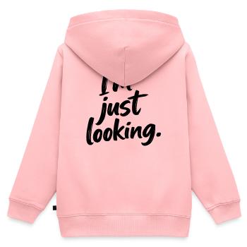cooler Spruch, just looking - Kinder Premium Organic Zip Hoodie - Rosa - Hinten - AI Model Kid Female (0cm)