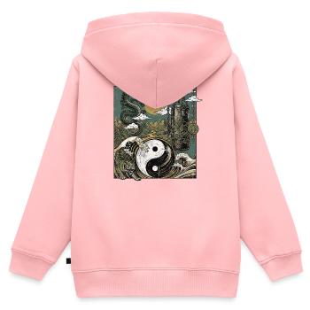 Yin Yang Boxen Drache - Kinder Premium Organic Zip Hoodie - Rosa - Hinten - AI Model Kid Female (0cm)