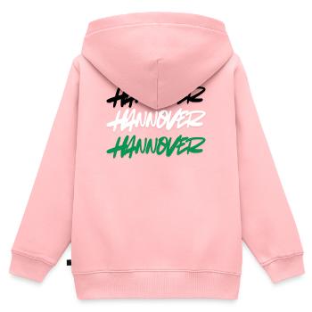 Style Double Graffiti de Hanovre - Sweat Premium à capuche zippé enfant bio - rose - Dos - AI Model Kid Female (0cm)