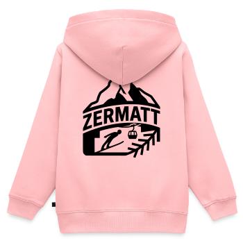 Zermatt Matterhorn Silhouette - Sweat Premium à capuche zippé enfant bio - rose - Dos - AI Model Kid Female (0cm)