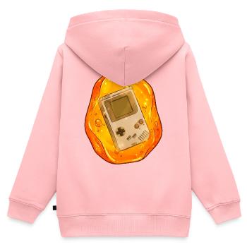 Game Boy versunken in Bernstein - Kinder Premium Organic Zip Hoodie - Rosa - Hinten - AI Model Kid Female (0cm)