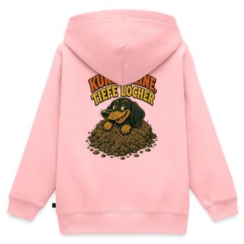 Kurze Beine, tiefe Löcher - Hundehumor - Kinder Premium Organic Zip Hoodie - Rosa - Hinten - AI Model Kid Female (0cm)
