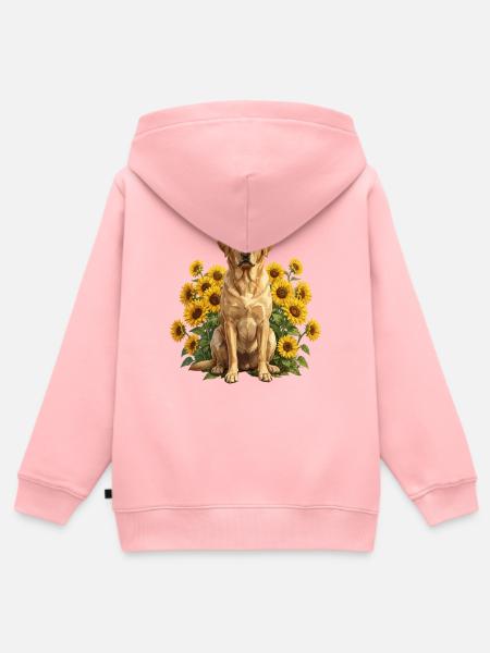 Sonnenblumenhund im Feld - Kinder Premium Organic Zip Hoodie - Rosa