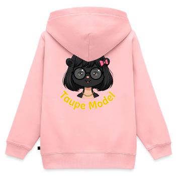 Taupe Model, et tu seras plus belle - Sweat Premium à capuche zippé enfant bio - rose - Dos - AI Model Kid Female (0cm)