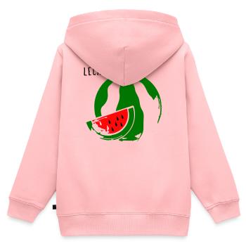 Melone - Kinder Premium Organic Zip Hoodie - Rosa - Hinten - AI Model Kid Female (0cm)