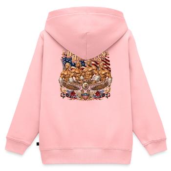 Déclaration des Pères fondateurs le 4 juillet - Sweat Premium à capuche zippé enfant bio - rose - Dos - AI Model Kid Female (0cm)