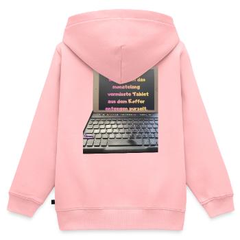 Tabletglück aus dem Koffer - Kinder Premium Organic Zip Hoodie - Rosa - Hinten - AI Model Kid Female (0cm)