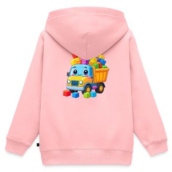 Kawaii LKW-Kipper mit vielen bunten Bausteinen - Kinder Premium Organic Zip Hoodie - Rosa - Hinten - AI Model Kid Female (0cm)