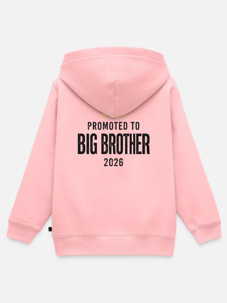 PROMOTED TO BIG BROTHER 2026 - Kinder Premium Organic Zip Hoodie - Rosa