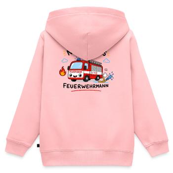 Nachwuchs Feuerwehrmann Cartoon - Kinder Premium Organic Zip Hoodie - Rosa - Hinten - AI Model Kid Female (0cm)