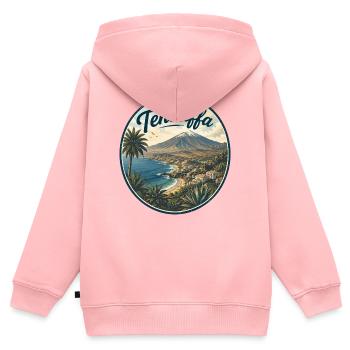 Teneriffa Retro Küstenpanorama - Kinder Premium Organic Zip Hoodie - Rosa - Hinten - AI Model Kid Female (0cm)