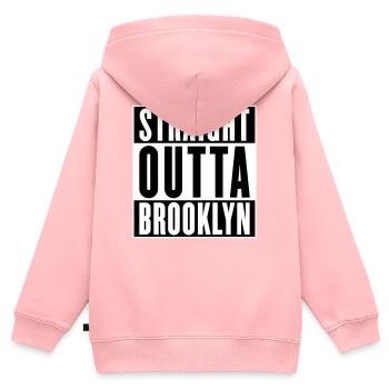Straight outta Brooklyn (changeable colors) - Kinder Premium Organic Zip Hoodie - Rosa - Hinten - AI Model Kid Female (0cm)
