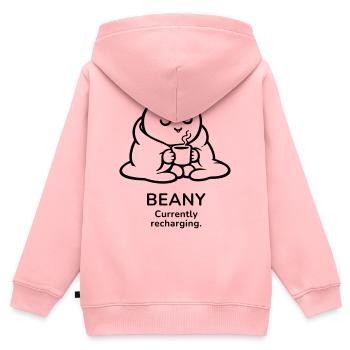 Beany – En recharge actuelle | Ambiance Café Douillette - Sweat Premium à capuche zippé enfant bio - rose - Dos - AI Model Kid Female (0cm)