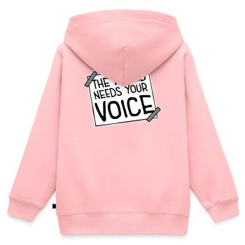 The World Needs Your Voice Inspirational Quote - Kids Premium Organic Zip-up Hoodie - rose - Back - AI Model Kid Female (0cm)