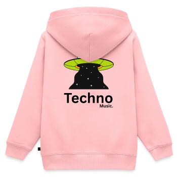 Rayon d’OVNI au-dessus du ciel nocturne - Sweat Premium à capuche zippé enfant bio - rose - Dos - AI Model Kid Female (0cm)
