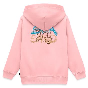 Schildkröte - Kinder Premium Organic Zip Hoodie - Rosa - Hinten - AI Model Kid Female (0cm)