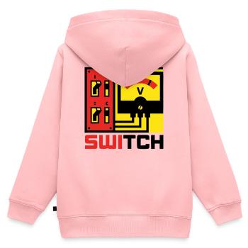 Graphique du panneau d’interrupteur de boîte électrique - Sweat Premium à capuche zippé enfant bio - rose - Dos - AI Model Kid Female (0cm)