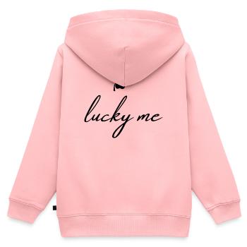Quelle chance que j’ai | Chemise Trèfle porte-bonheur | Minimaliste - Sweat Premium à capuche zippé enfant bio - rose - Dos - AI Model Kid Female (0cm)