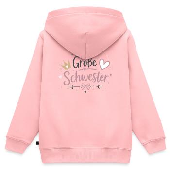 Große Schwester Herz Krone Design - Kinder Premium Organic Zip Hoodie - Rosa - Hinten - AI Model Kid Female (0cm)