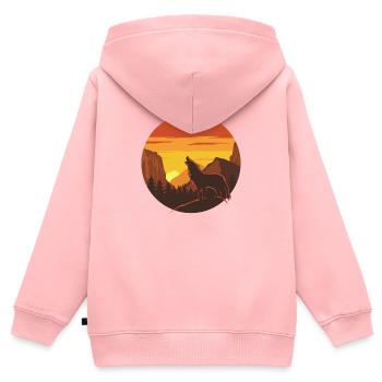 Conception des Monts Wolf Sunset - Sweat Premium à capuche zippé enfant bio - rose - Dos - AI Model Kid Female (0cm)