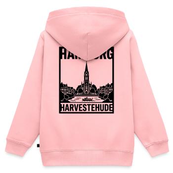 Harvestehude Hamburg - Kinder Premium Organic Zip Hoodie - Rosa - Hinten - AI Model Kid Female (0cm)