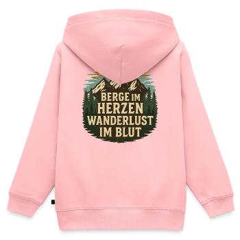 Berge im Herzen – Wanderlust im Blut - Kinder Premium Organic Zip Hoodie - Rosa - Hinten - AI Model Kid Female (0cm)