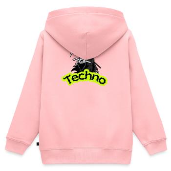 Crâne Techno Néon Sombre - Sweat Premium à capuche zippé enfant bio - rose - Dos - AI Model Kid Female (0cm)