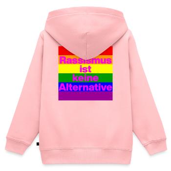 RASSISMUS IST KEINE ALTERNATIVE NIE WIEDER, NO NZS - Kinder Premium Organic Zip Hoodie - Rosa - Hinten - AI Model Kid Female (0cm)