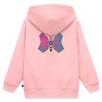Papillon Cosmique Aurore - Sweat Premium à capuche zippé enfant bio - rose - Dos - AI Model Kid Female (0cm)