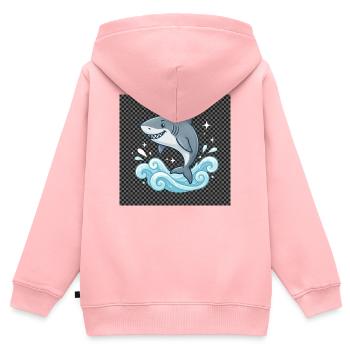 Saut de requin dans le bruit de la mer - Sweat Premium à capuche zippé enfant bio - rose - Dos - AI Model Kid Female (0cm)