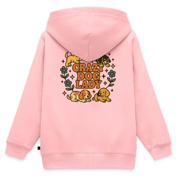 Chiots floraux de la Dame Crazy Dog - Sweat Premium à capuche zippé enfant bio - rose - Dos - AI Model Kid Female (0cm)
