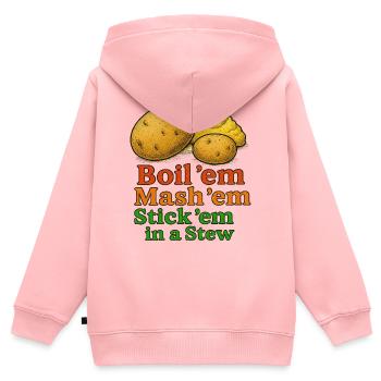 Koch Em Stampf Em Stick Em Eintopf - Kinder Premium Organic Zip Hoodie - Rosa - Hinten - AI Model Kid Female (0cm)