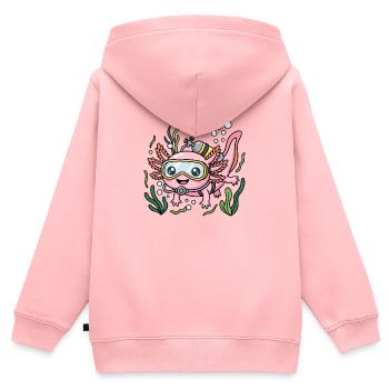 Tauch Axolotl - Kinder Premium Organic Zip Hoodie - Rosa - Hinten - AI Model Kid Female (0cm)