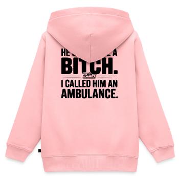 Il m’a traitée de. Je l’ai appelé une ambulance. - Sweat Premium à capuche zippé enfant bio - rose - Dos - AI Model Kid Female (0cm)