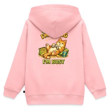 Je joue, je suis occupé – Gamer Cat - Sweat Premium à capuche zippé enfant bio - rose - Dos - AI Model Kid Female (0cm)