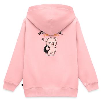 Wieder Schule Schweinchen Na Super - Kinder Premium Organic Zip Hoodie - Rosa - Hinten - AI Model Kid Female (0cm)